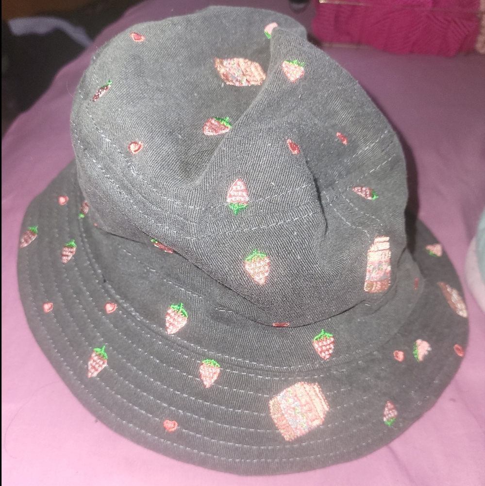Strawberry milk bucket hat